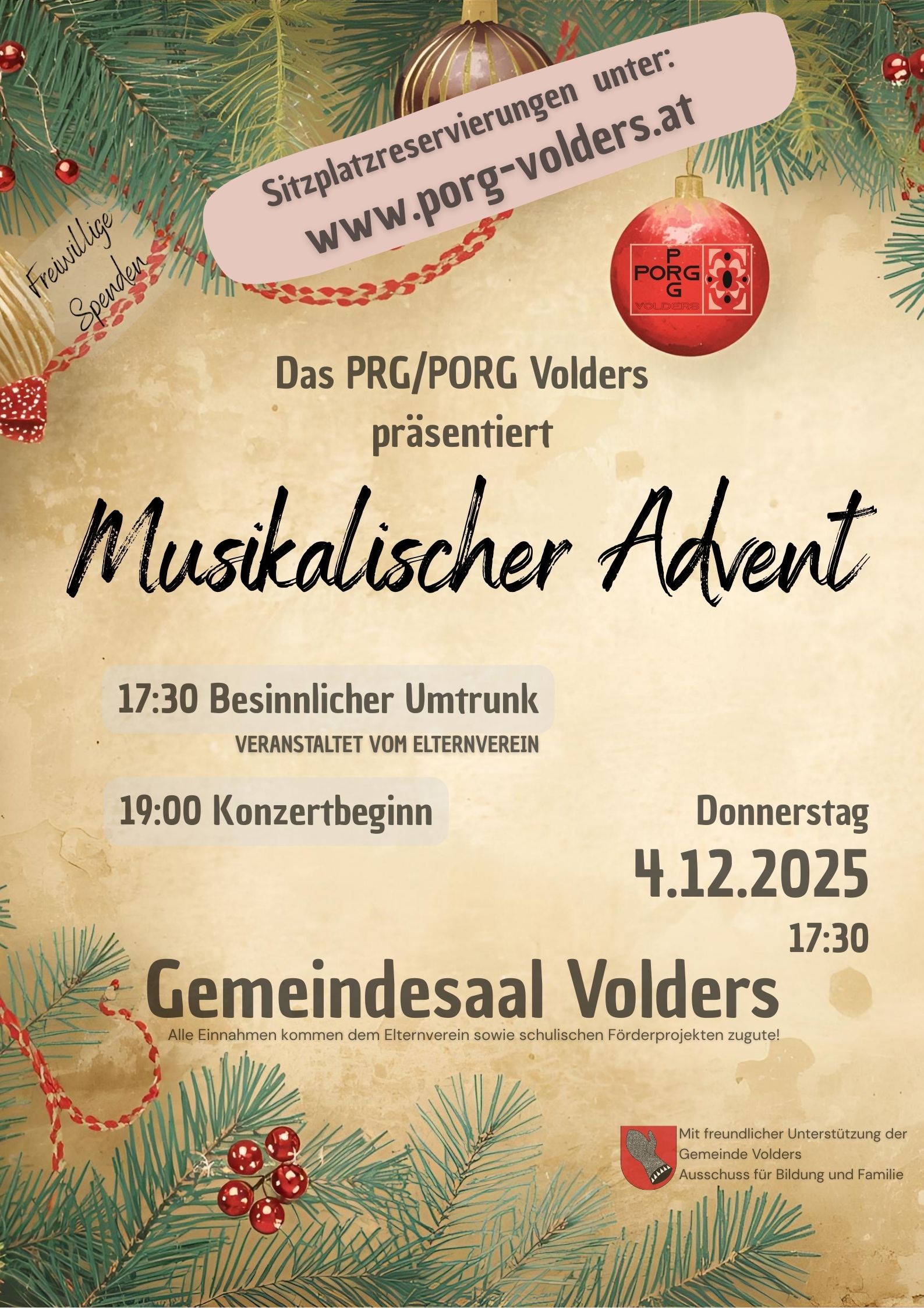 Musikalischer Advent Sitzplatzreservierungen